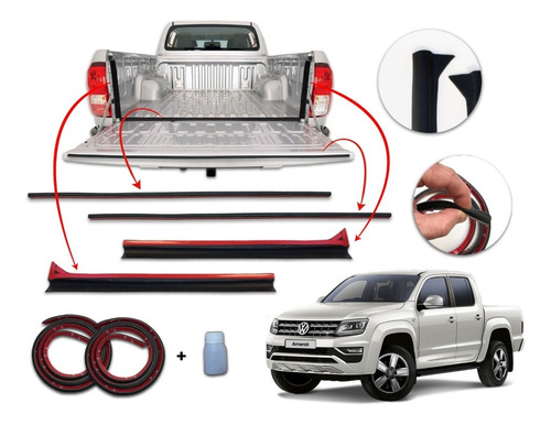 Burletes Sellado Caja Portón Amarok 2021/22 X4 Unidade Kenny