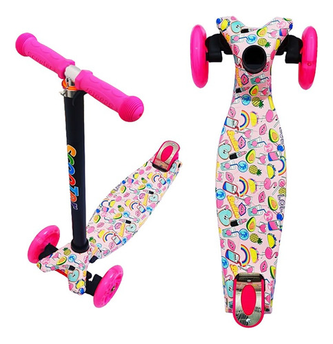 Patineta Scooter Monopatín Infantil Luces 4 Ruedas