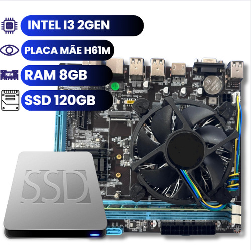 Kit Upgrade I3 2° - H61m - 8gb Ddr3 - Ssd 120gb