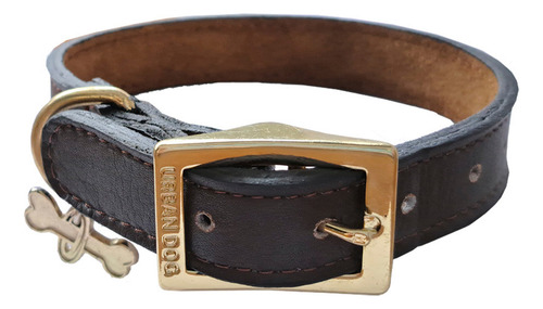 Urban Dog Collar Para Perro Liso 100% Piel Ch, G, Xg Color Marrón oscuro Collar Piel Liso Tamaño del collar M
