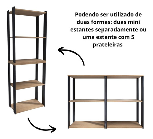 Conjunto Mesa 150cm Com Estante Versátil De 80 Ou 160cm