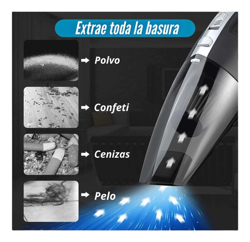 Imagen 7 de 10 de Aspiradora Inalámbrica Alta Potencia Recargable Accesorios
