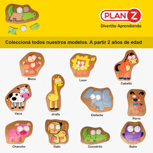 Imagen 3 de 10 de Set 5 Rompecabezas Para Niños Didacticos De Madera Animales
