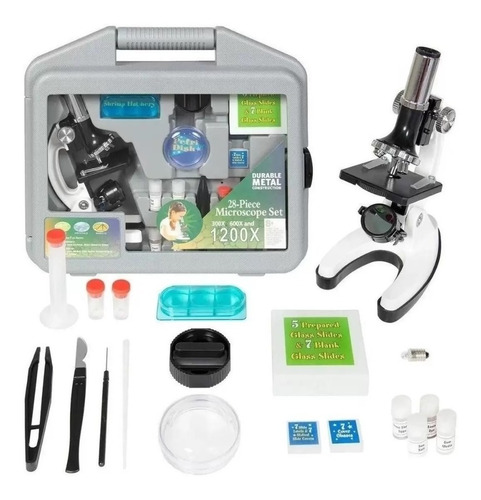 Kit Microscopio Biologico Maleta Portátil 28 Peça 600x 1200x