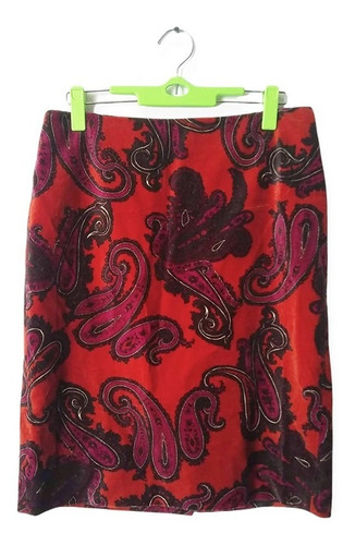 Falda De Terciopelo Estampado Paisley Talbots Talla 6