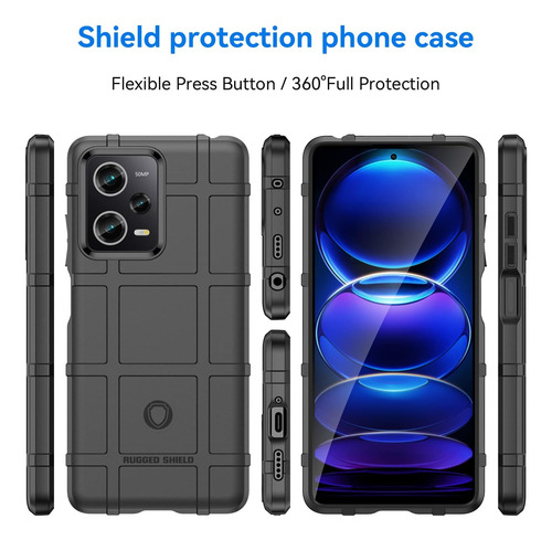 Funda Delgada Para Poco X5 Pro/redmi Note 12 Pro 5g Rugged Shield Con Protección De Cámara Y A Prueba De Golpes De Grado Militar