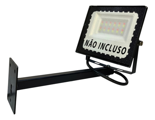 Kit 12 Suporte Braço Para Refletor Led Inclinado 20cm Parede Cor Preto