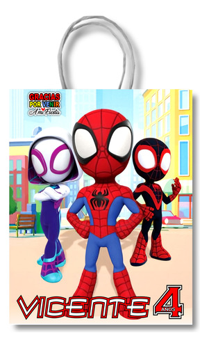 12 Bolsas Dulces Cumpleaños Spiderman Spidey Tamaño 18x24x8