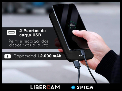 Power Bank Cargador Portatil 12000mah Spica Sw-100 Bateria Color Negro