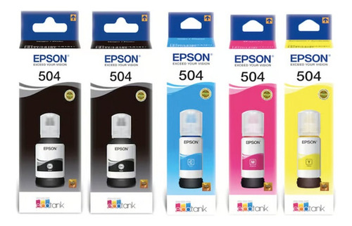Combo X5u Tintas Originales Epson T504 L4150 L4160 En Caja U