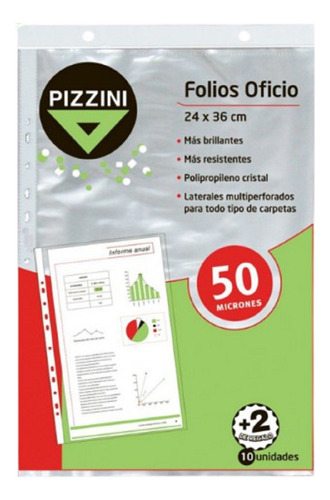 Folios Pizzini Oficio X 100 Unidades Resistentes Gruesos 50m
