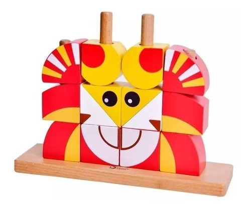 Bloques Madera Leon Multi Puzzle Ensarte Classic Educando