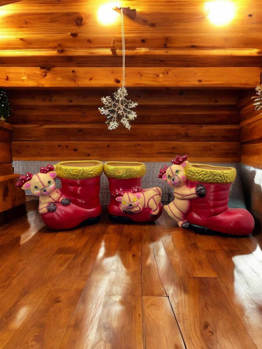 Figuras De Renos Navideños En Bota - Juego Decorativo Pared
