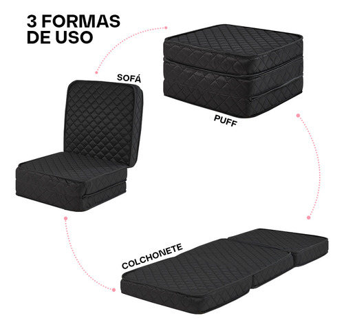 Puff Dobrável Solteiro 3 Em 1 Multiuso Espuma Bf Colchões
