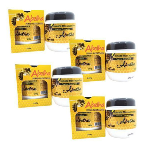 Pomada Massagem Mel Abelha 240g Kit 4un