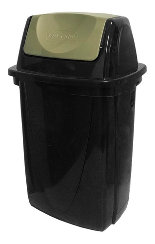 Cesto Tacho De Basura Plastico Ecoblack Con Tapa 14 Lts