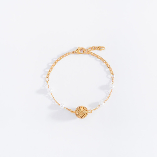 Pulsera Ajustable Nice Con 4 Baños De Oro De 18k, Piedras 