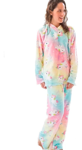 Pijama Para Dama Super Suave Unicornio Calida Y Comoda