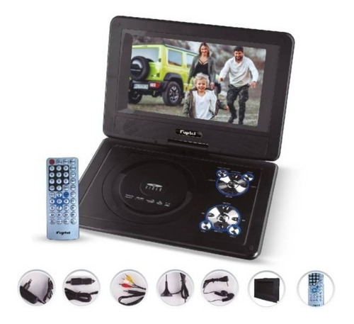 Mini Dvd + Tv Televisor Portátil Color, Usb, Sd, 220v/12v Color Negro