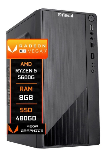 Computador Fácil Amd Ryzen 5 5600g Vega 7 8gb Ssd 480gb