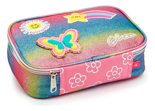 Estojo Box Colorido Com Glittes Girls Escolar - Seanite Soft