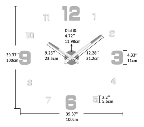 Reloj De Pared Diy Sin Marco, Espejo 3d, Gran Silencio, Calc