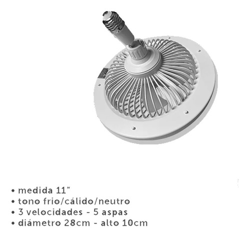 Foco Ventilador 11 Pulgadas Y 3 Velocidades