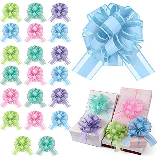 20 Pieces Pull Bow Gift Wrapping Pull Bow Ribbon Pull B...