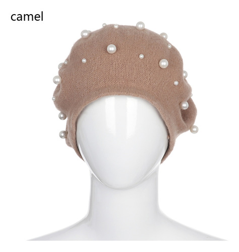 Gorro De Lana Con Boina De Perlas Para Mujer, Holgado, A La