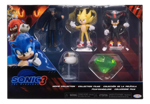 Set Figuras Sonic 3 Shadow Super Sonic Burrito Agent Stone