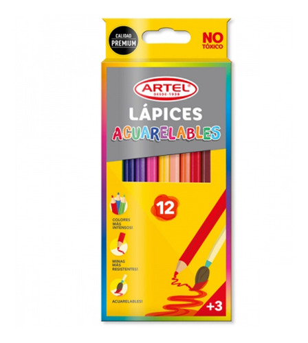 Lápices Acuarelables Artel 12 Colores