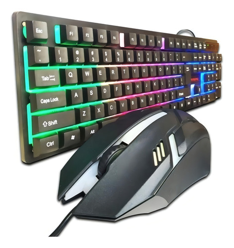 Teclado de mouse USB Gamer retroiluminado - espanhol - Tecnomati Cor do teclado: preto Idioma: espanhol - América Latina