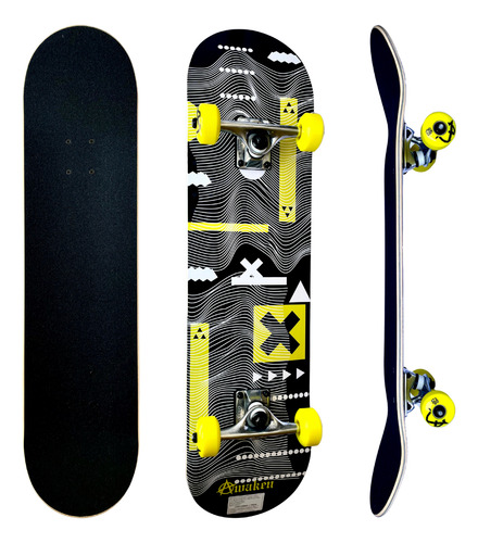 Patineta Completa Awaken 7 Capas Maple Canadiense Con Lija
