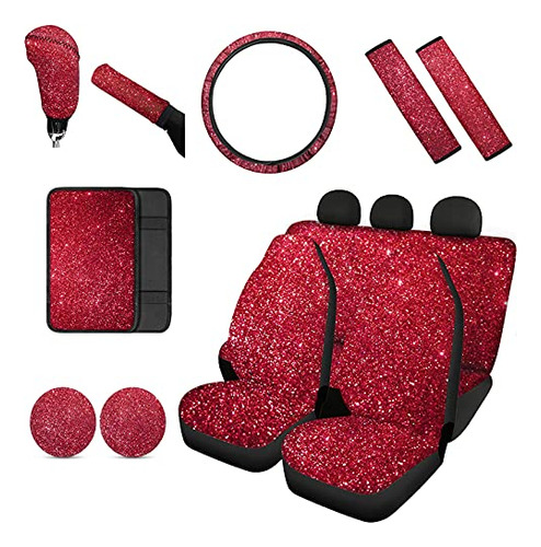 Renewold 12pcs Set Red Stylish Car Front Rear Seat Covers, A