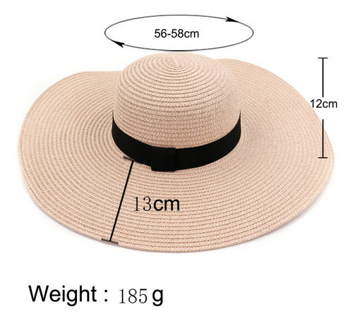 Sombrero De Paja Transpirable De Ala Ancha Para Mujer, De Ve