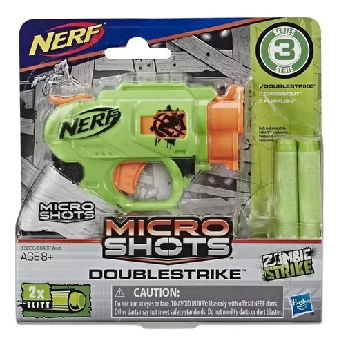 Pistola Nerf Microshots Doublestrike Zombie E3000 Hasbro