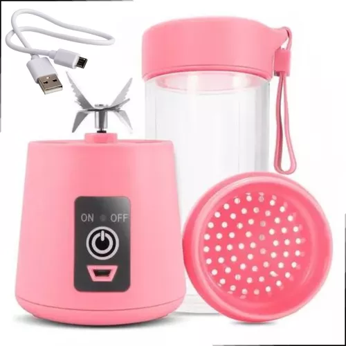 Mini batidora portátil USB, recargable, color rosa, voltaje 110 V/220 V