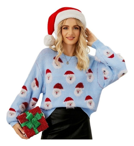 Suéter De Navidad For Mujer, Diseño De Papá Noel .