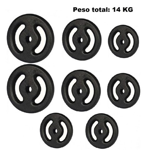 Kit 8 Anilhas Pintada Preto Total De 14 Kg