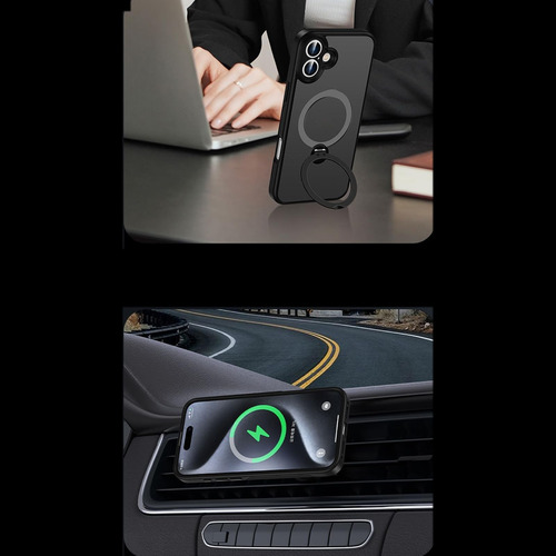 Para iPhone 16, Capa Protetora Com Anel Magnético.