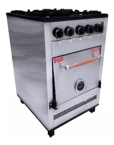 Cocina industrial Pevi 4H 55cm a gas 4 hornallas acero inoxidable 220V puerta ciega