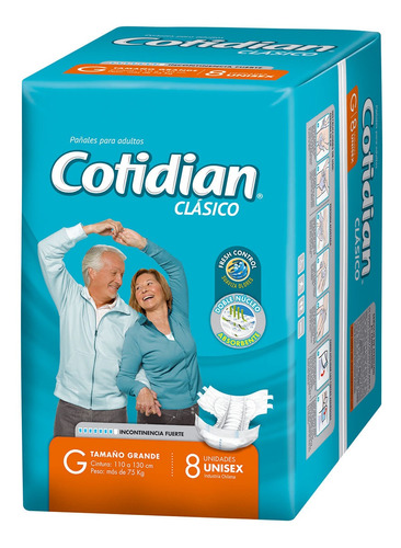 Pañales De Adulto Cotidian Clásico,  Talle G 8 Unid.