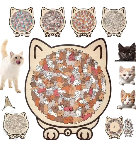 Puzzle De Gatos De Madera Colorido Estilo Morandi De 135 Pie Puzzle De Gatos De Madera Colorido Estilo Morandi De 135 Pie