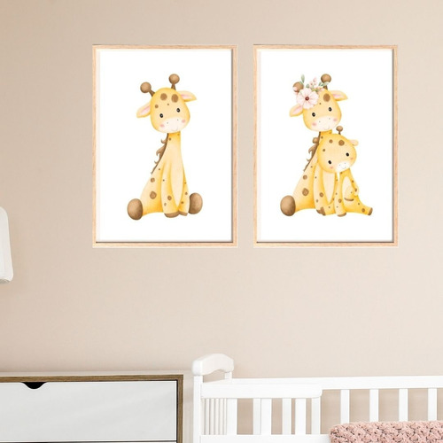 Set X2 - Cuadros Decorativos Infantiles - Jirafas - 20x30