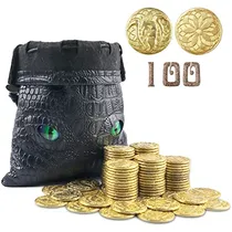 Comprar 100 Monedas De Fantasía De Metal Con Bolsa De Cuero Jf26x