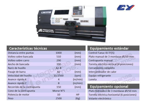 Torno Cnc Paralelo Yunnan Cy-k510n/1500 Control Fanuc