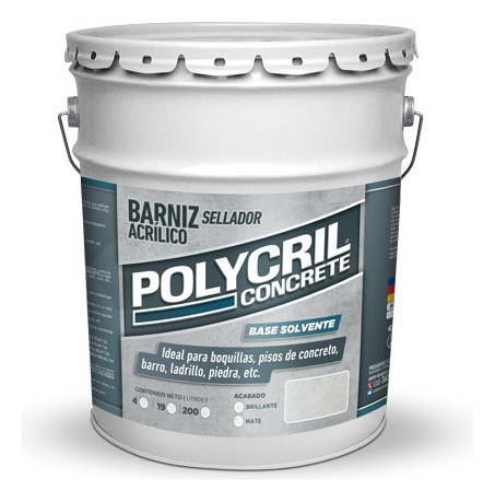 Polycril Concrete Barniz Sellador Acrilico Transparente 19lt