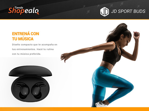 Imagen 6 de 8 de Auricular Inalámbrico Bluetooth In Ear Jd Sport Buds Negro-*