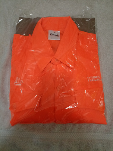 Camisas De Trabajo Marrón Combinadas Con Naranja (angelo)