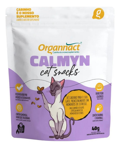 Petisco Gatos Calmyn Cat Snacks 40g Organnact